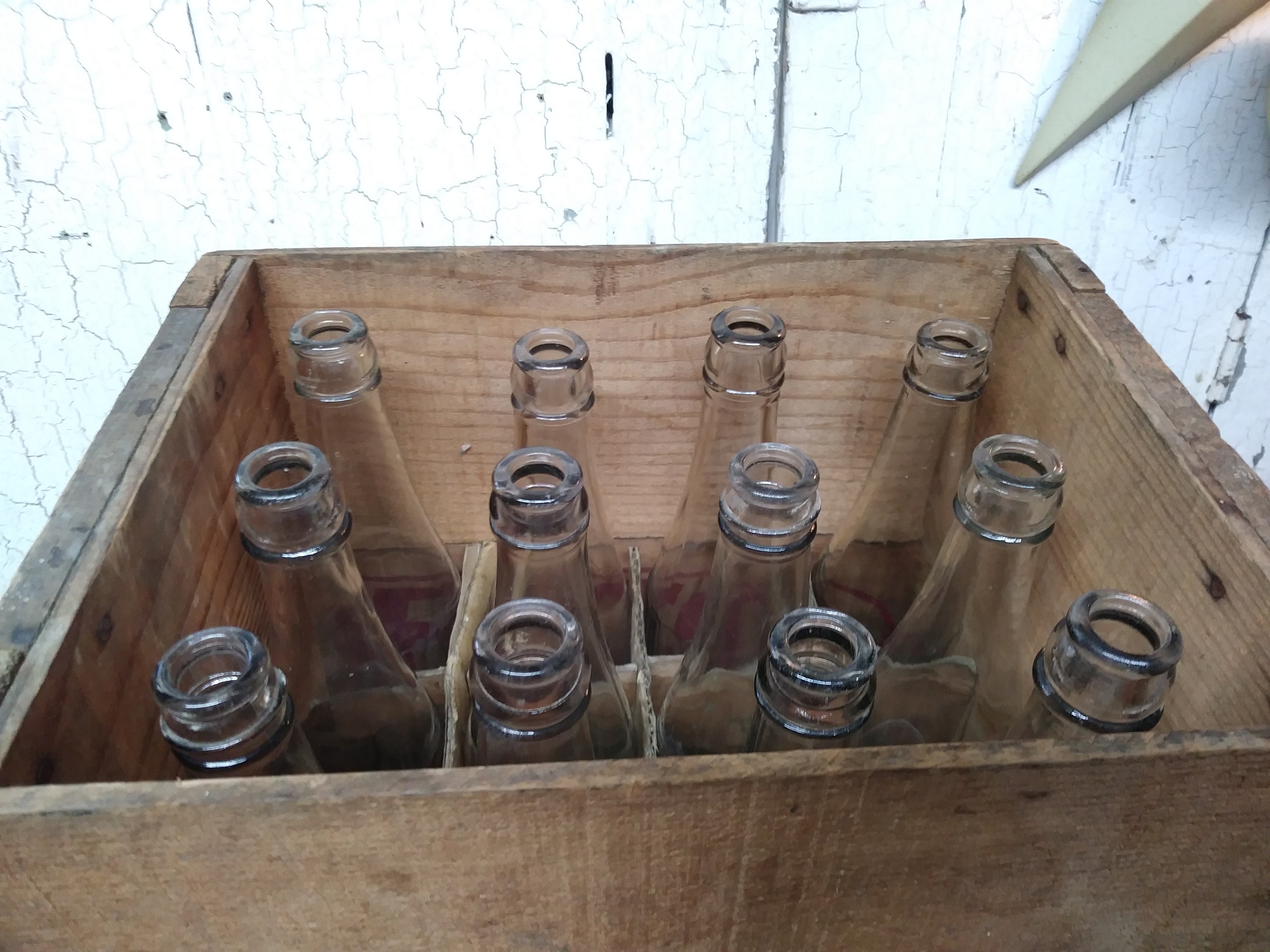 Pop Bottle Case / Antique Soda Pop Wooden Case With 12 Clear Etsy