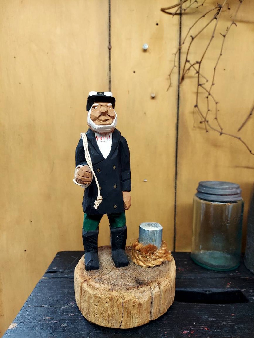 Sea Captain / Hand Carved Wood Sea Captain in Traditional Clothing ...