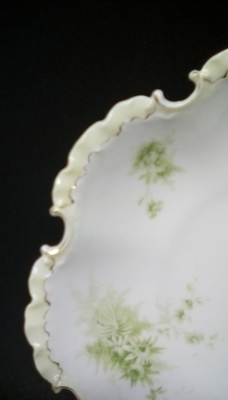 Antique Lusterware German Made Dish / Transferware White Dish Detailed Edge / German Porcelain Plate / Turn of The Century German Plate image 4