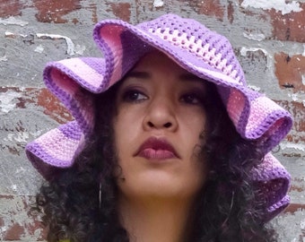 Made To Order Crochet Cotton Sun Hat, Women's Wide-Brim Hat, Spring Summer Hat, Boho Beach Hat