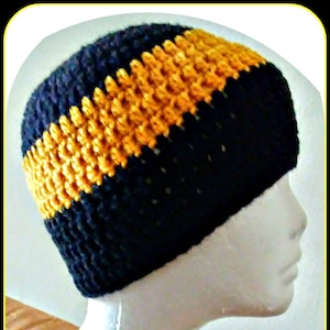 Made To Order Crochet Men’s Beanie, Pittsburgh Steelers, New Orleans Saints, Team Colors Hat