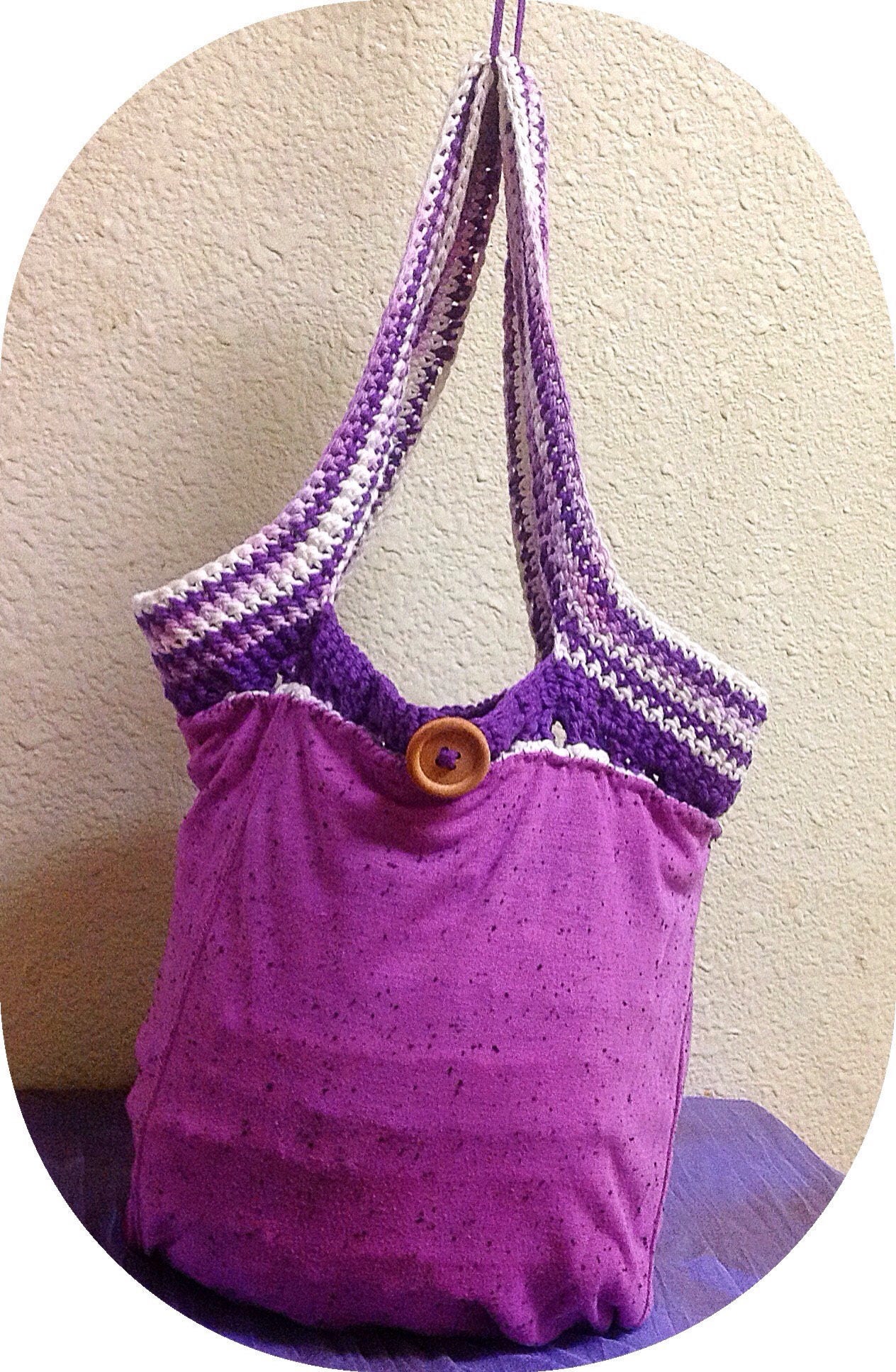 Made to Order Crochet Handbag Wth A Lining Purple Shoulder - Etsy