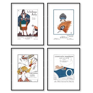 French Art Deco Prints Magazine Fashion Ads Digital Download Printables 1920s Parisien Style Interior Decor Wall Art Perfume Jewelry Hair dm