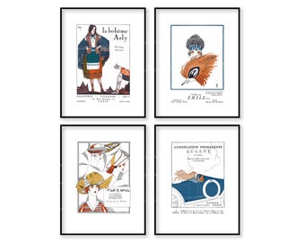 French Art Deco Prints Magazine Fashion Ads Digital Download Printables 1920s Parisien Style Interior Decor Wall Art Perfume Jewelry Hair dm