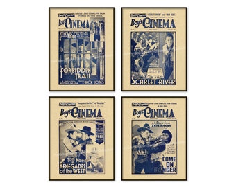 Cowboy Movie Picture Fan Magazine Cover Retro Man Cave Decor Kitsch 1930 Film Hollywood Wild Western Boys Room Pulp Fiction West cp