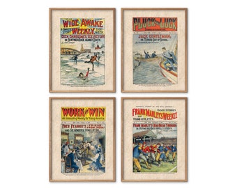 Pulp Fiction Comic Covers Secret Service Magazine Novel Vintage Prints Digital Download Old Penny Dreadfuls Paper Boy Man Cave Wall Art cs