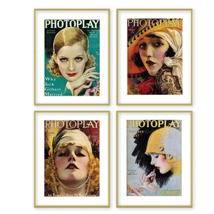 Photoplay Film Magazine Covers Digital Download Hollywood Fan Pulp Magazines 1930s Glamorous Stars Trashy Gossip Home Decor Prints cr