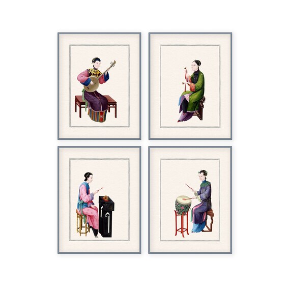 Printable Download Chinese Music Print Gallery Set of 4 