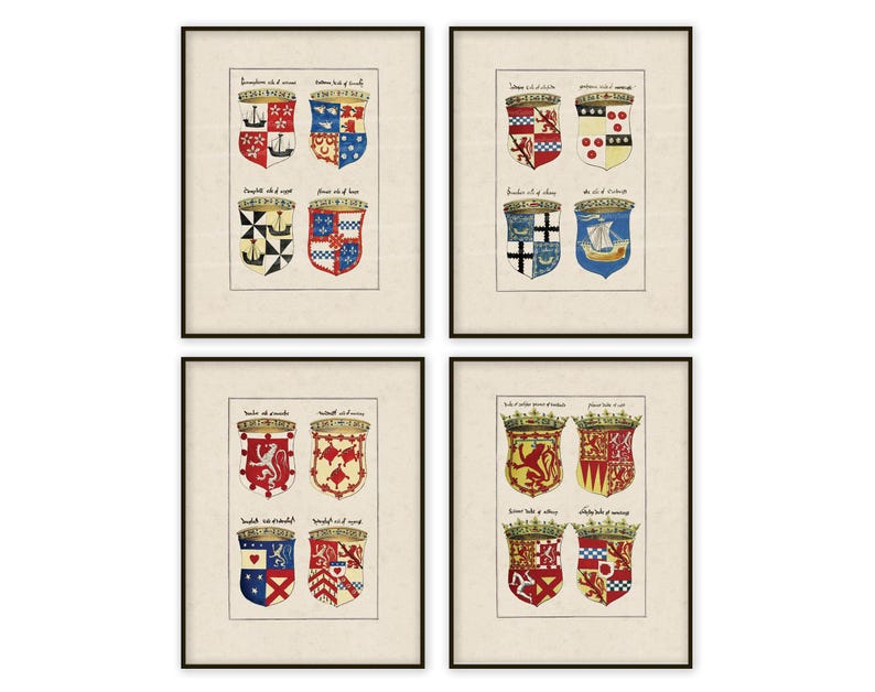 Heraldry Coat of Arms Print Download Medieval Armorial Shields European ...