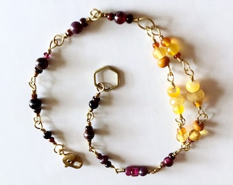 pulsera amarilla, pulsera de cuentas amarilla, pulsera delicada, pulsera delicada, cuentas amarillas, joyas envueltas con alambre, joyas de otoño, piedra amarilla