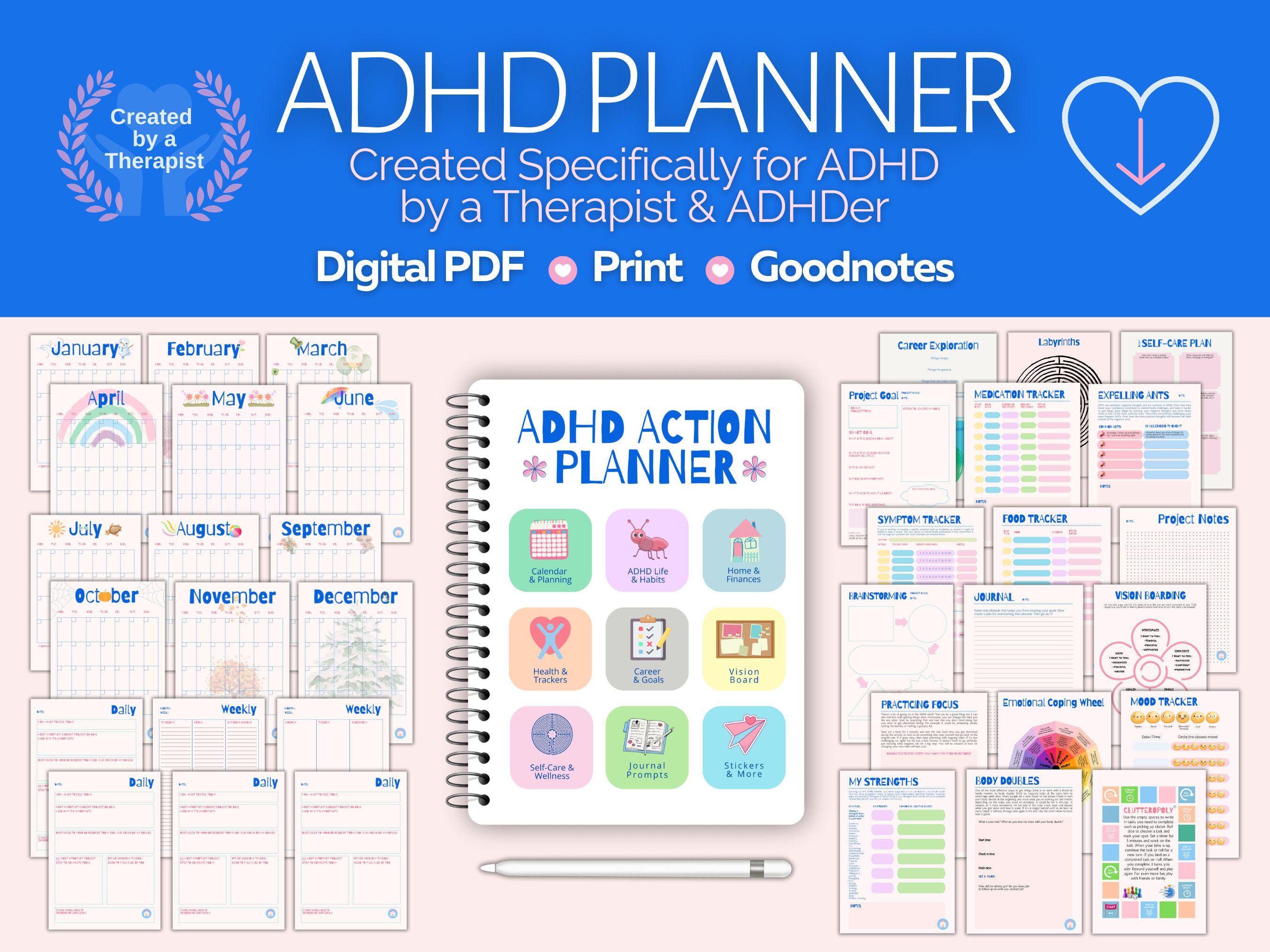 ADHD Digital Planner for Students and Adults, PDF Format for Ipad ...