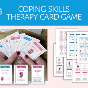 Juego de cartas de habilidades de afrontamiento, juegos de terapia, actividades de terapia, caja de herramientas de afrontamiento, descargas de terapia, juegos de terapia para adultos, juegos de terapia para adolescentes