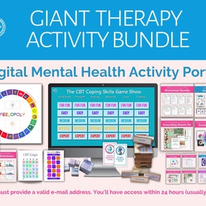 Therapy Bundle, Therapy Games, Worksheets, Group Therapy Activities, Therapy Worksheets for Adults, Worksheets for Kids, Coping, CBT, DBT