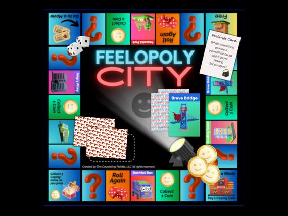 FEELOPOLY Therapy Game | FEELOPOLY City | Emotions Game | Coping Skills Activity | Download | SEL | Therapy Activities for Teens & Adults
