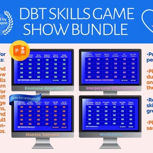 Pacote de jogos de habilidades DBT: Terapia Jeopardy para atenção plena e tolerância ao sofrimento (PowerPoint e PDF)