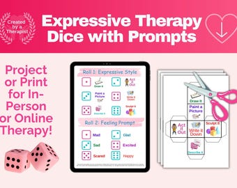 Art Therapy Dice: Expressive Therapy Activities for Counselors (Digital Download)