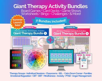 セラピーゲーム＆ワークシートバンドル：CBT、DBT、トラウマ（PDFダウンロード）