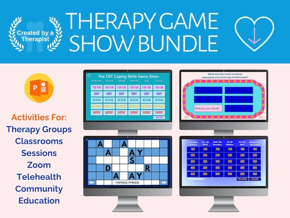 Therapy Games | Group Therapy Activities | Game Show | Counseling Games | Kids, Adults & Teens | Coping Skills | SEL Skills | Telehealth