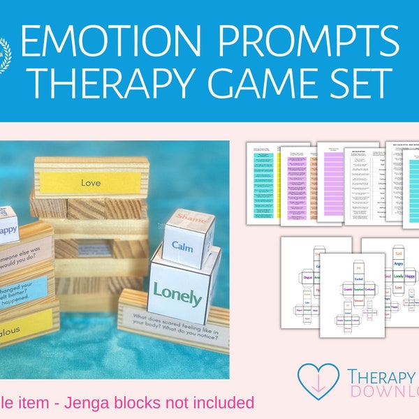 Therapy Game, Feelings Jenga, Feelings Dice, Emotion Prompts, Feelings Discussion, Coping Skills, School Counselors, Therapists, SEL