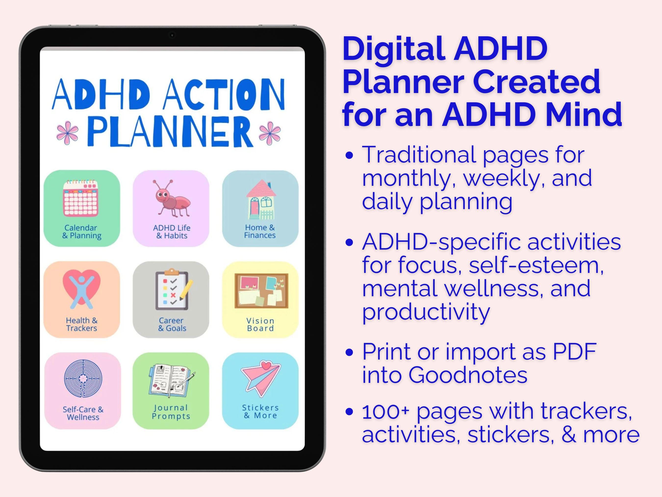 ADHD Digital Planner for Students and Adults, PDF Format for Ipad ...
