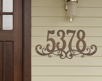 Personalized Scroll House Numbers Metal Sign