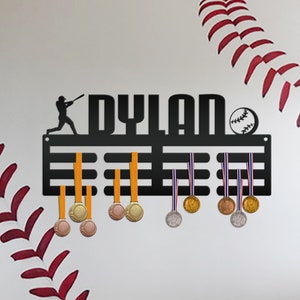 Medal Holder, Custom Baseball or Softball Sign, Personalized Award Rack for the Bedroom, Boys or Girls Wall Decor, Unique Sports Gift Idea