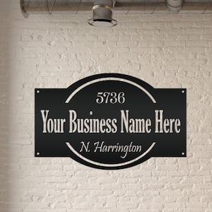 Business Sign, Outdoor Customizable Metal Wall Signage, Make it your Own Wording, Powder Coated for Indoor and Outdoor Use.