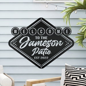 Custom Welcome Sign For Patio with Established Date Outdoor Metal Sign