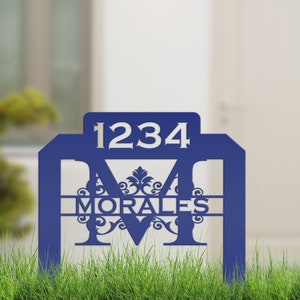 Personalized Monogram and Address Number Yard Stake Sign