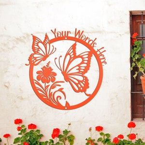 Custom Hanging Butterfly Sign, Gift For Mom, Personalized Butterfly Decor, Mother&#39;s Day Gift, Hanging Garden Sign