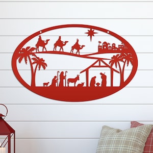 Metal Outdoor Christmas Nativity Scene Sign, Christian Christmas Decor