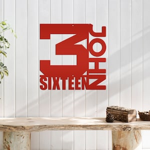 John 3:16 Bible Verse Metal Sign - Christian Home Decor - Unique Religious Wall Hanging - Inspirational Church Decorations - Christian Gifts