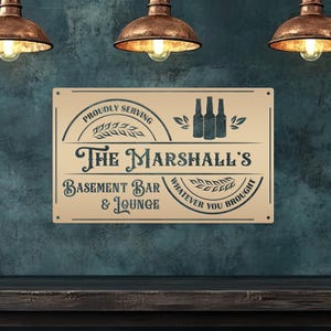 Rectangle Custom Basement Bar Metal Sign - Make it your own Wording- Man Cave Sign -Lounge Sign -