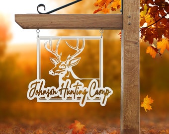 Deer Ranch Family Name Sign- Outdoor Deer Scene Metal Art- Personalized ...