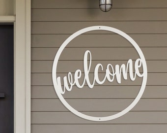 Round Welcome Metal Sign - Welcome Sign for Business or Home