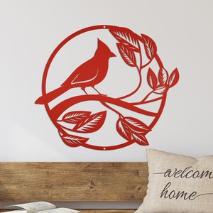 Decorative Cardinal Bird Garden Metal Sign