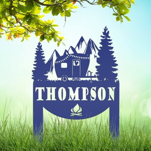 Camping Sign with Your Name | Personalized Camper Yard Stake for RVs, Campsites, or Backyards | Custom Outdoor Metal Decor
