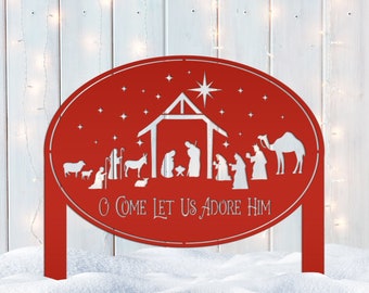 Metal Nativity Yard Sign for Outdoors, Outdoor Christmas Decoration