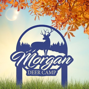 Custom Deer Camp Laser Cut Metal Yard Stake - Your Own Wording
