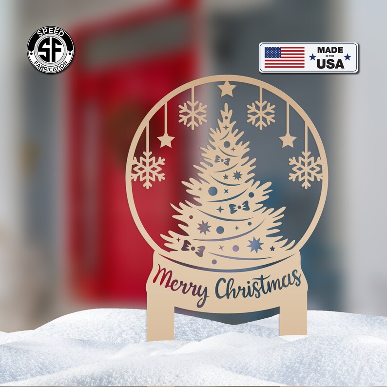 Metal Snow Globe Yard Stake Holiday Decor Christmas Globe Etsy