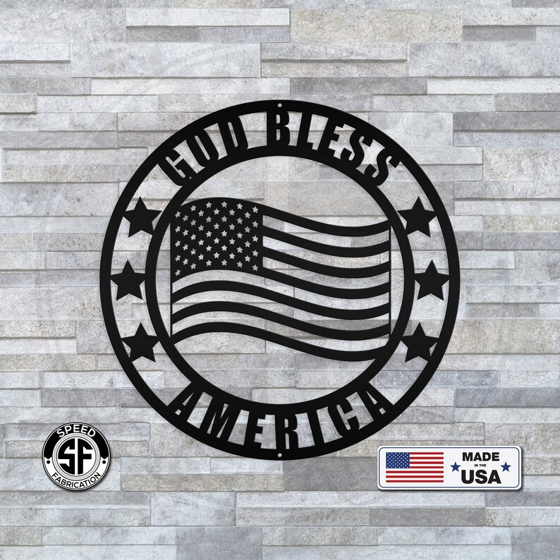 God Bless America Metal Sign Patriotic Decor Indoor Etsy