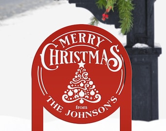 Outdoor Christmas Sign - Last Name Family Sign for Festive Holiday Decor - Customized Yard Stake for the Holidays-Personalized Yard Decor