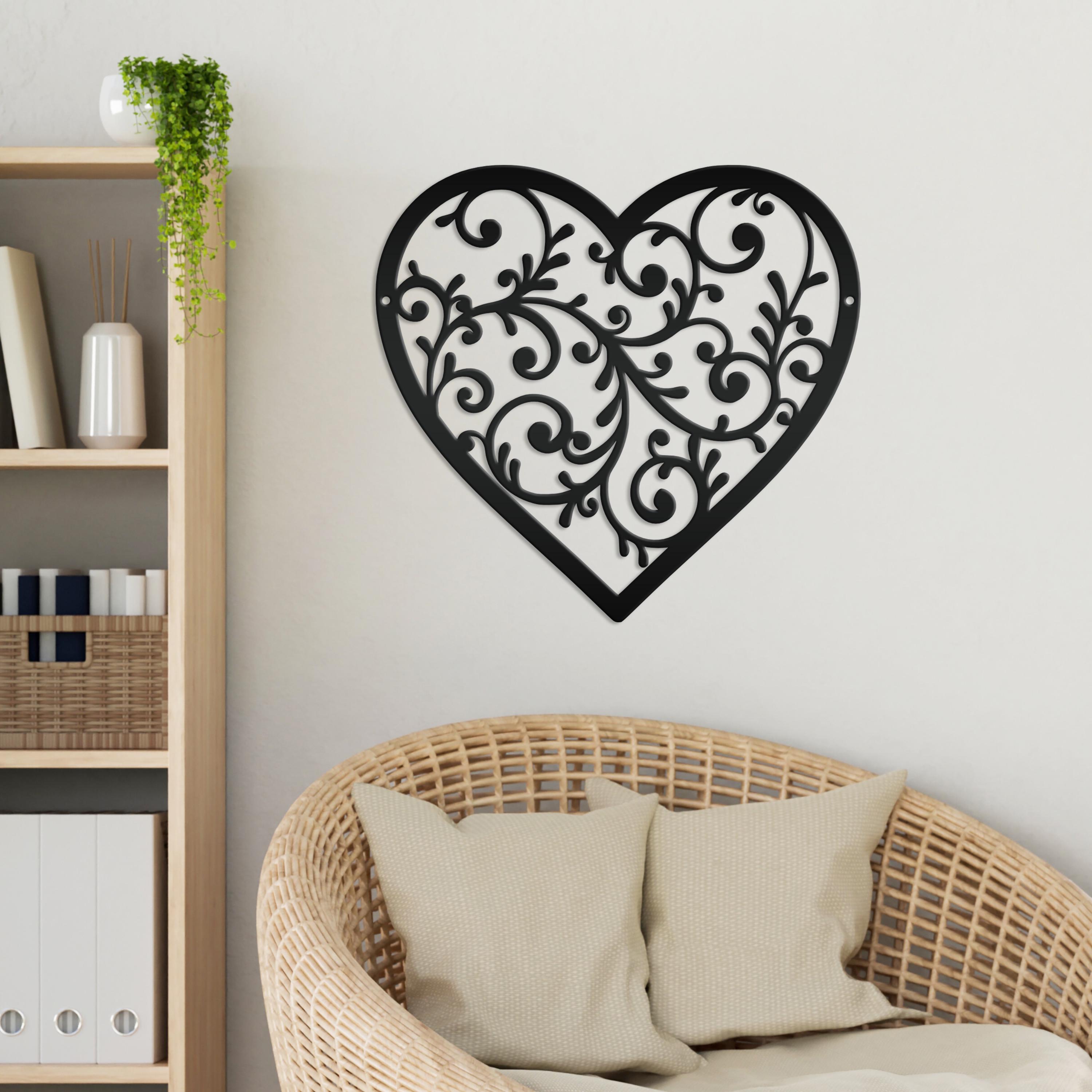 Metal Heart Wall Sign, Intricate Metal Home Decor, Valentine's Day Gift