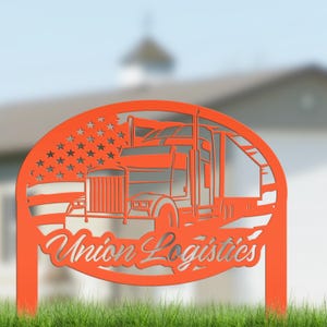 Semi-Truck Yard Stake, Metal Customized Big Rig Decor, 18-Wheeler Trucker Gift, Outdoor Steel Business Sign, Personalized Tractor Trailer image 7