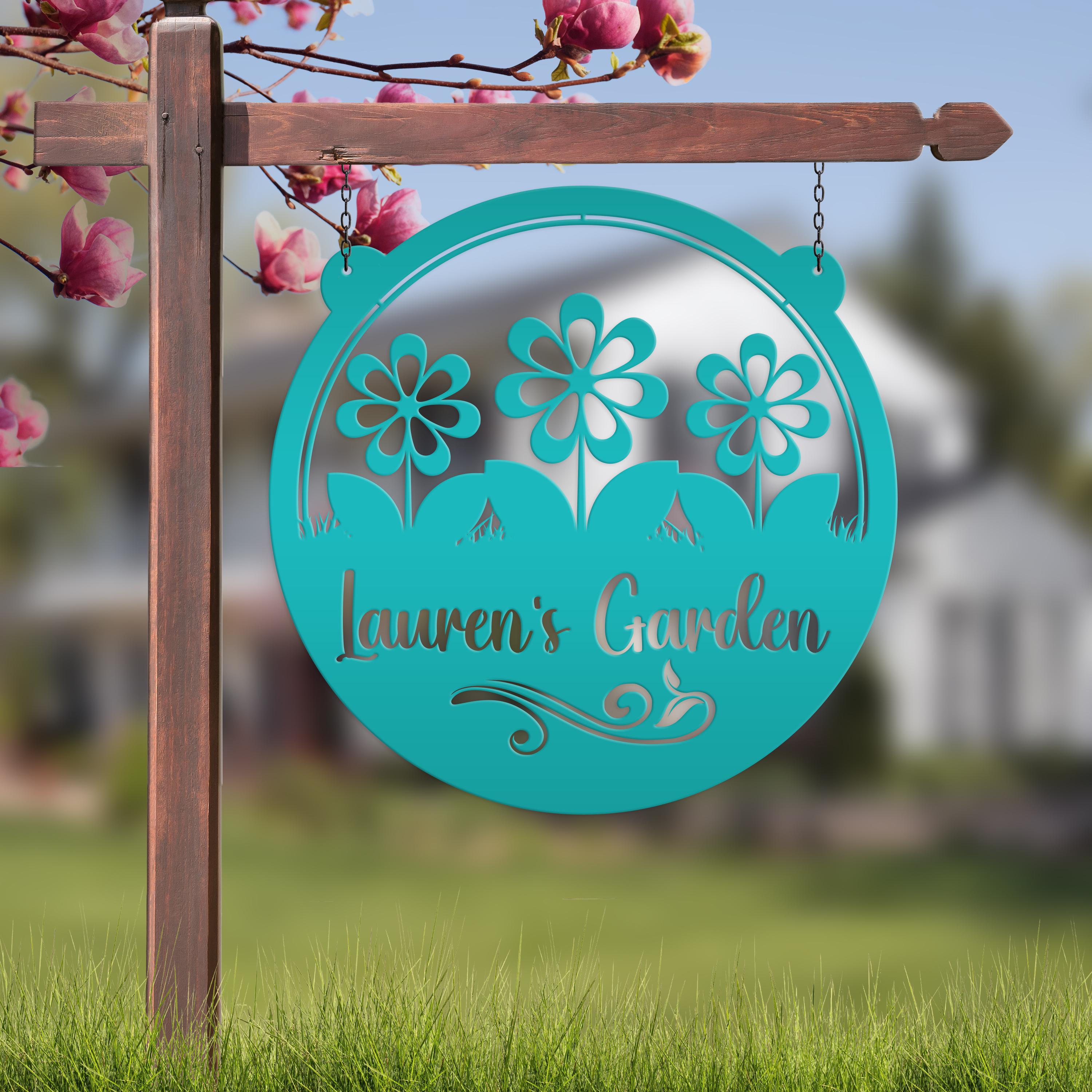 Custom Outside Flower Sign, Personalized Hanging Garden Sign, Mother's ...