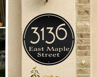 Personalized Round Address Metal Sign - Modern Address Signs