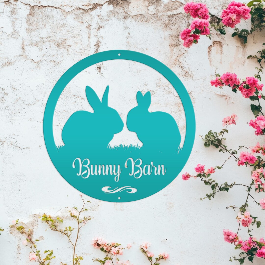 Rabbit Sign, Customizable Round Metal Sign, Rabbit House Sign - Etsy