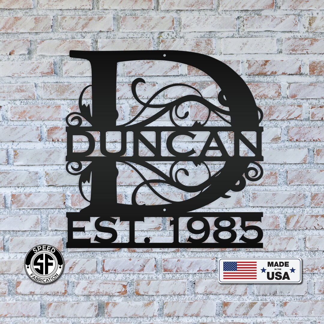 Custom Decorative Monogram, Metal Sign With Established Date, Wedding ...