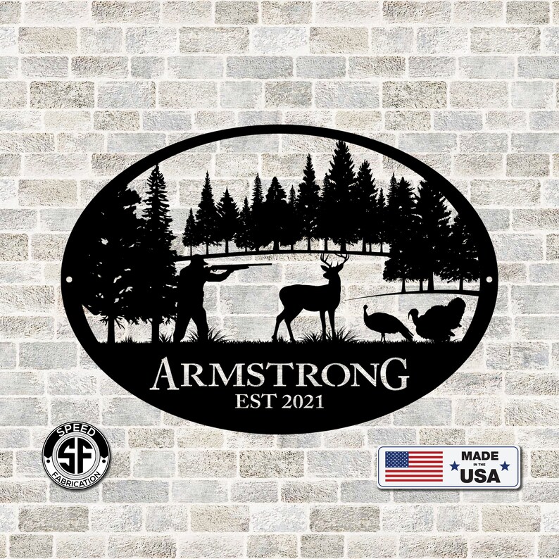 Personalized Turkey and Deer Hunting Scene Sign - Etsy