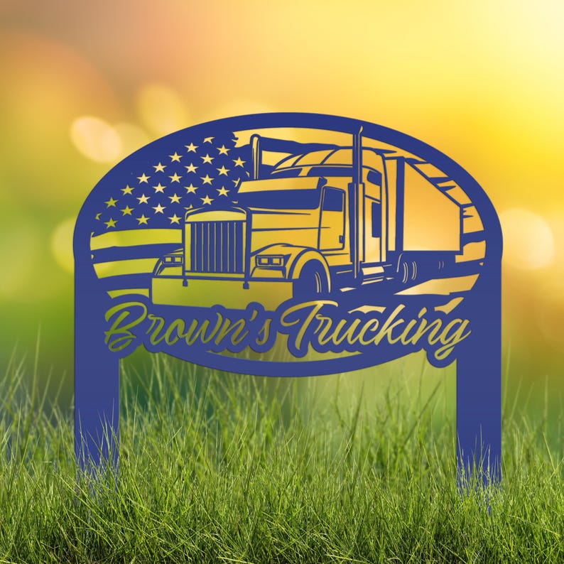 Semi-Truck Yard Stake, Metal Customized Big Rig Decor, 18-Wheeler Trucker Gift, Outdoor Steel Business Sign, Personalized Tractor Trailer image 3